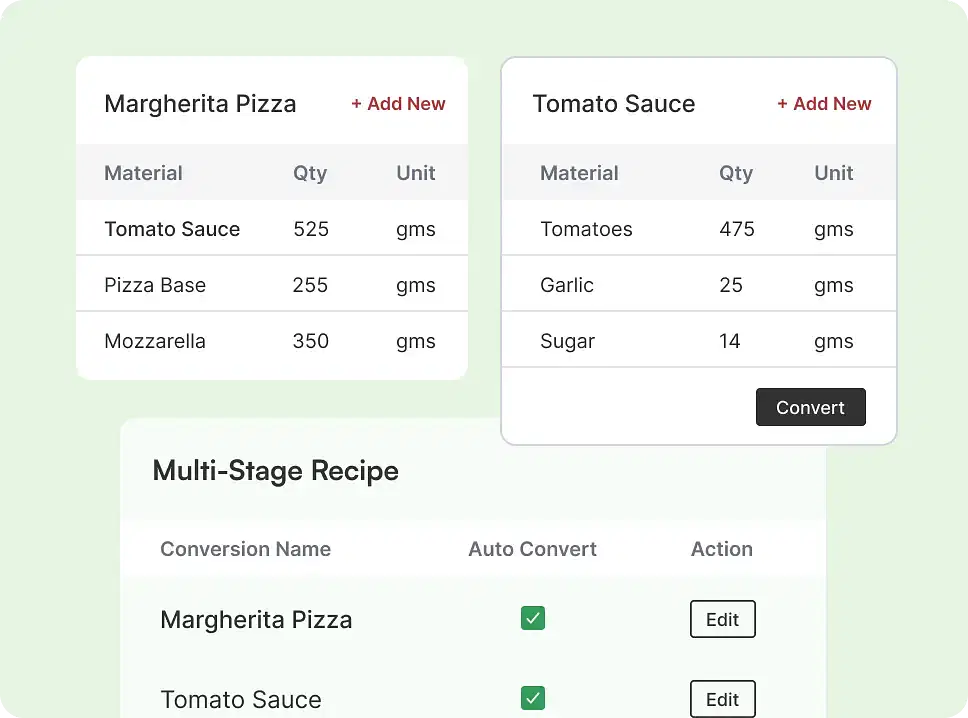 Multi-stage recipe management