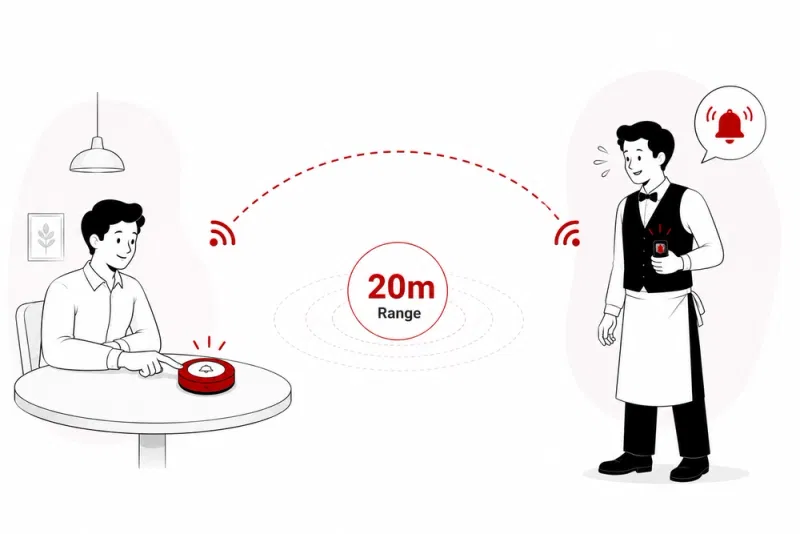 Petpooja Wireless Calling Device with 20 metre line-of-sight wireless range