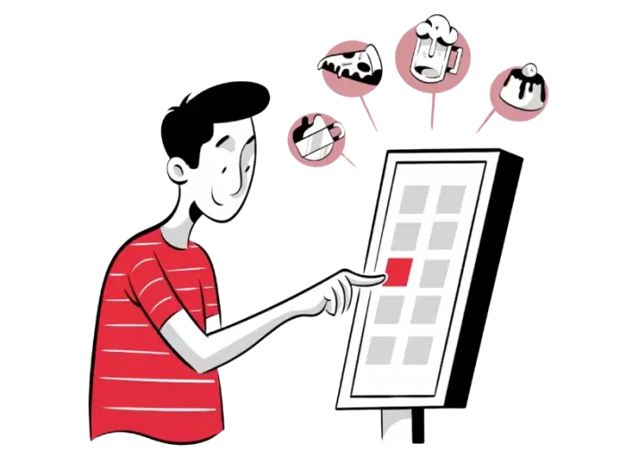 Customer placing an order on a Petpooja self-service kiosk