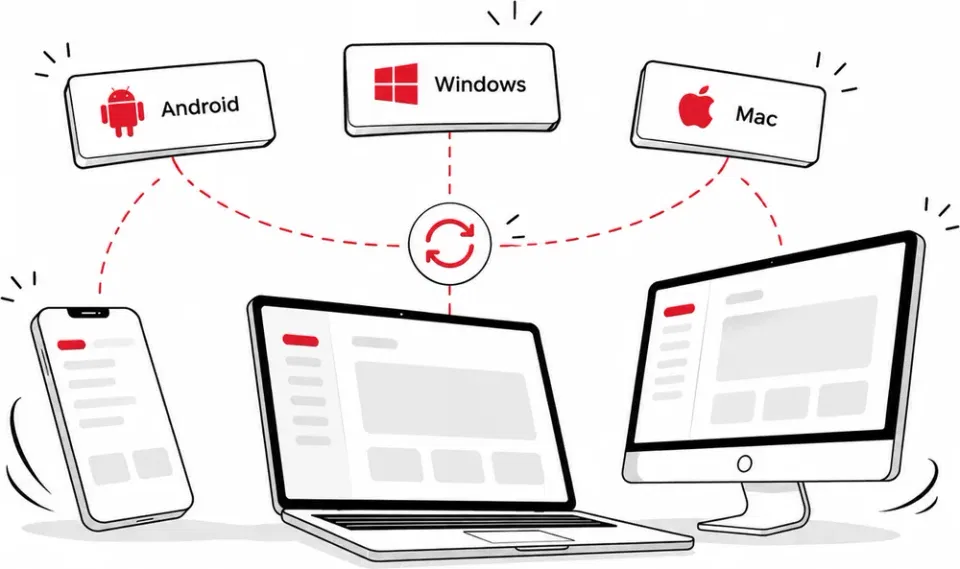 Petpooja Table Reservation Manager running across Windows, Android, and Mac devices, online and offline