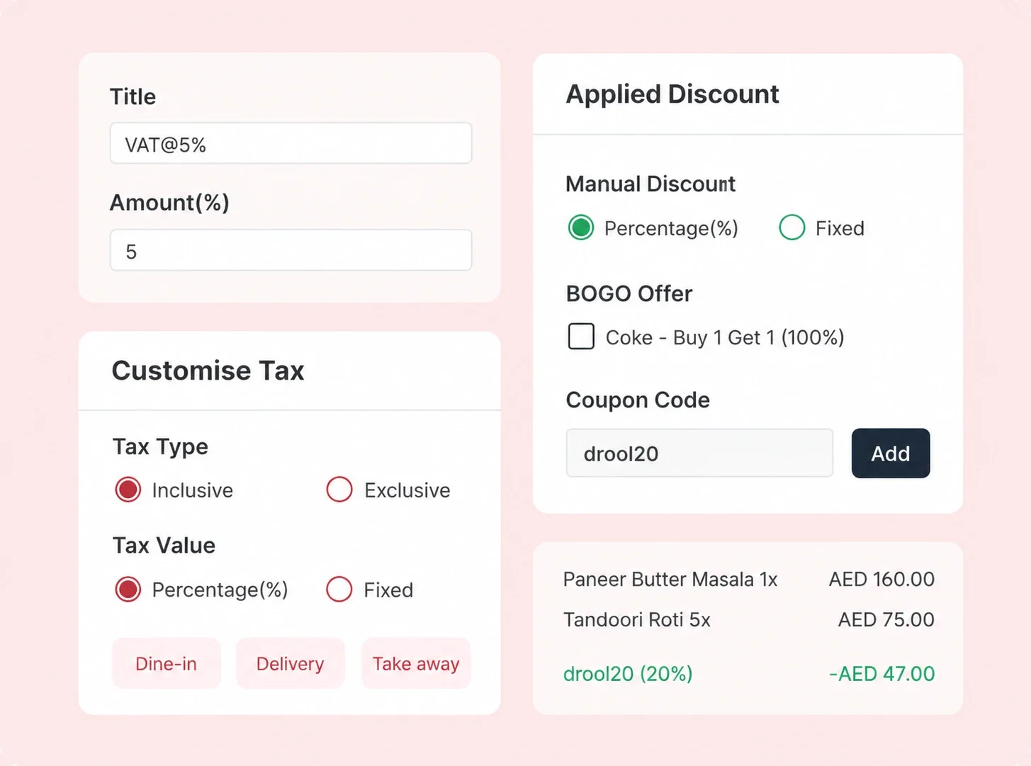 Configure taxes & discounts