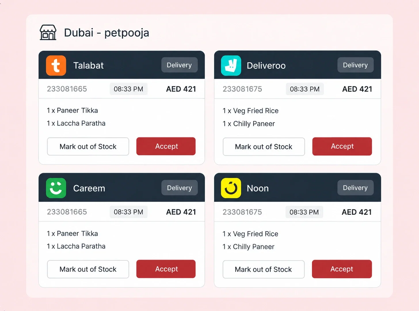 Online ordering integrations