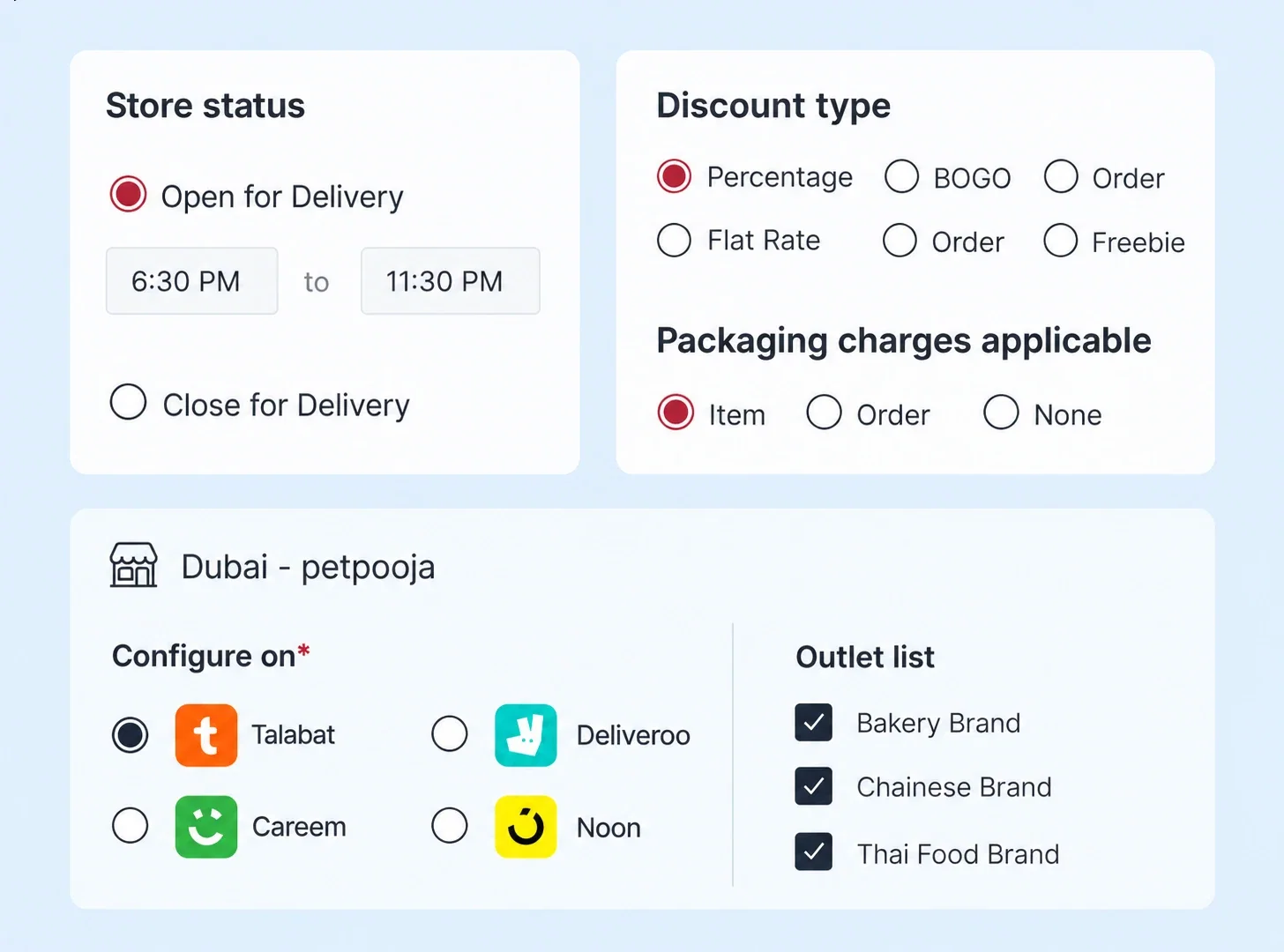 Regulate menu availability